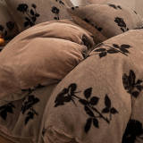 Deluxe Floral Double-Sided Velvet Dual Warmth Bed Sheet Set