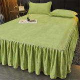 Solid Color Soft Warm Milk Velvet Mattress Cover Protector Bed Skirt