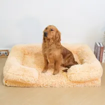 Long Plush - Square Surround Support Deep Sleep Dog Bed