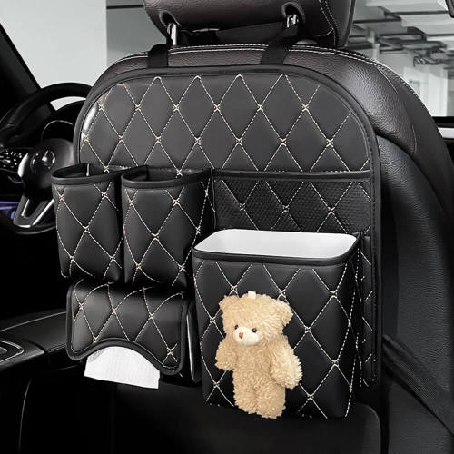 Diamond Pattern Waterproof and Scratch-Resistant Car Seat Back Storage Bag