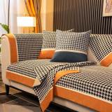 Classic Houndstooth Print Chenille Non-slip Couch Cover