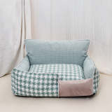 Luxury Houndstooth Cotton-Linen All Seasons Comfort Dog & Cat Sofa Bed