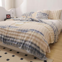 Luxury Gradient Faux Rabbit Fur Soft Blanket Flat Sheet