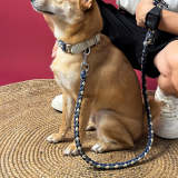 Hand-Woven Leather Multifunctional Anti-Pull Dog Collar and Leash Set