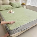 Luxury Cooling Ice Silk Breathable Houndstooth Fitted Sheet Mattress Cover
