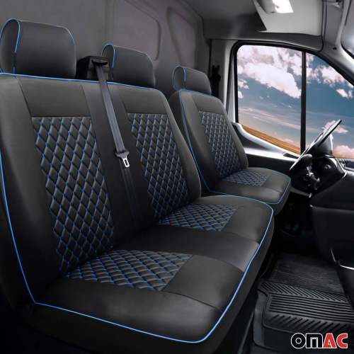 2015-2025 Ford Transit Leather Front Car Seat Covers Protector Black Blue