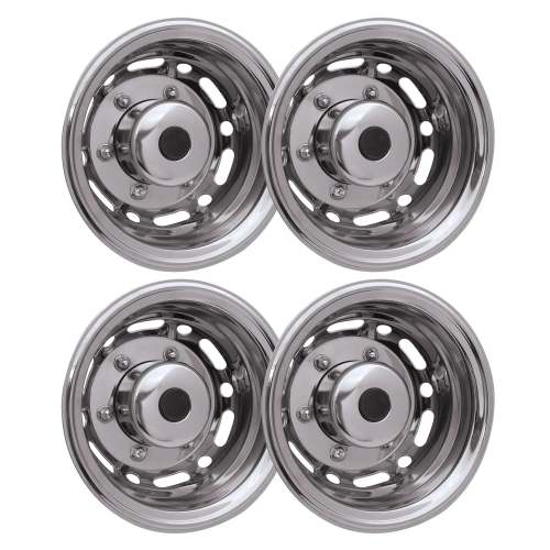Ford Econoline 16 Dual Wheel Simulator Hubcaps Chrome Silver Gloss 2Pcs