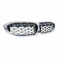 2019-2025 BMW 3 Series G20 Sedan Front Kidney Grille Glossy Black & Silvery Meteor