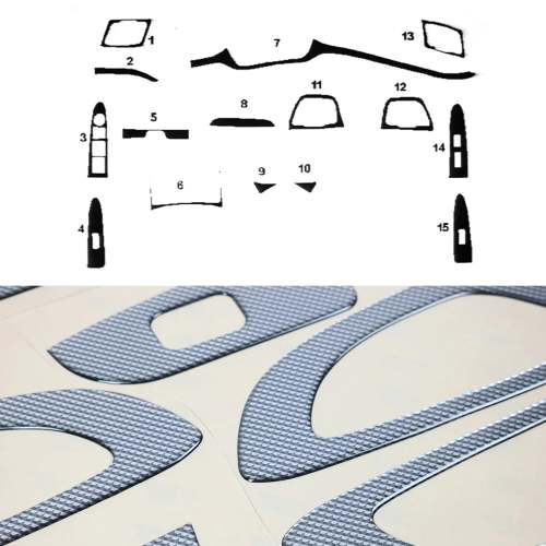 2011-2016 Kia Sportage Carbon Look Dashboard Console Trim Kit 15 Pcs