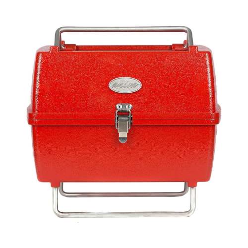Red Portable Charcoal BBQ Grill Outdoor Camping 13 Pcs With Durable Bag SET