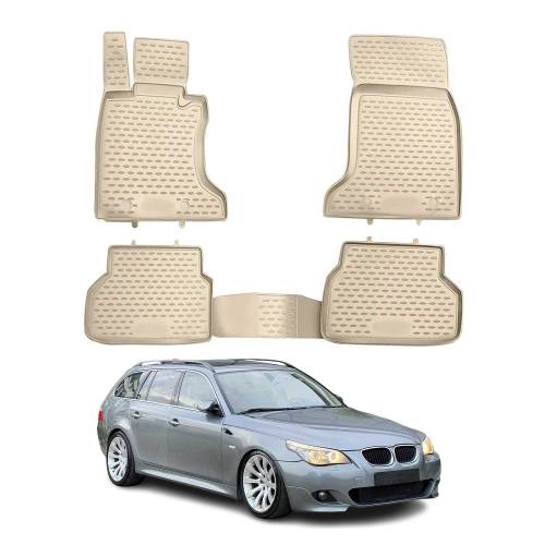 2004-2010 BMW 5 Series E60 E61 Sedan Touring Floor Mats Liners Full Set All Weather Beige