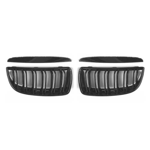 2005-2008 BMW 3 Series E90 E91 E92 E93 Pre-FL Front Kidney Grille M4 Style Gloss Black Dual Slat