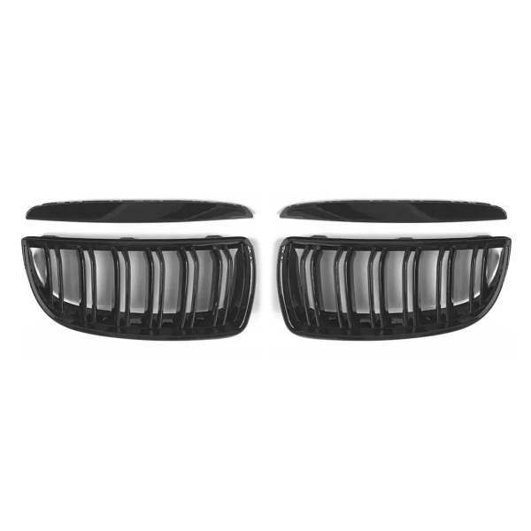 2005-2008 BMW 3 Series E90 E91 E92 E93 Pre-FL Front Kidney Grille M4 Style Gloss Black Dual Slat