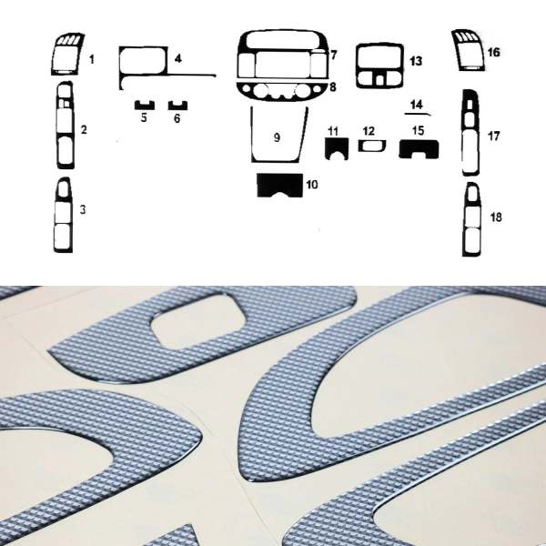 2002-2006 Toyota Camry Carbon Look Dashboard Console Trim Kit 18 Pcs