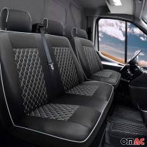 2006-2018 Mercedes Sprinter W906 2+1 Leather Seat Covers Set Black White