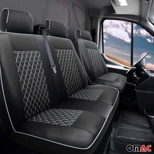 2006-2018 Mercedes Sprinter W906 2+1 Leather Seat Covers Set Black White
