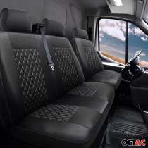 2015-2025 Ford Transit Leather Front Car Seat Covers Protector Black