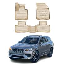 2016-2025 Volvo XC90 Floor Mats Liners Full Set All Weather Beige