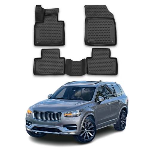 2016-2025 Volvo XC90 Floor Mats Liners Full Set All Weather Black