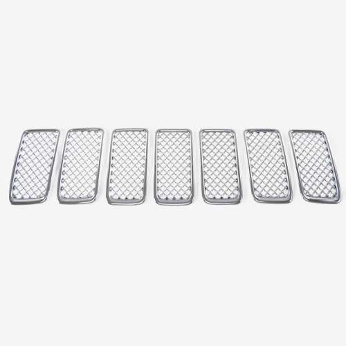 2014-2016 Jeep Grand Cherokee Grille Overlay Chrome 7Pcs ABS Plastic