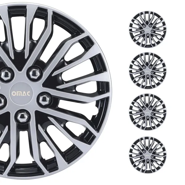 Rimini Hub Caps Wheel Cover 14 Grey & Black Full Set 4 pcs.