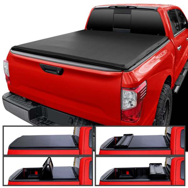2017-2024 Nissan Titan 5'7 Truck Short Bed Soft Quad-Fold Tonneau Cover