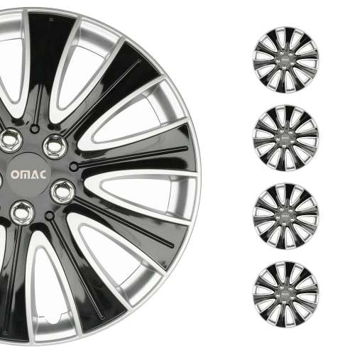 Pisa Hub Caps Wheel Cover 14 Black & Silver Full Set 4 pcs.
