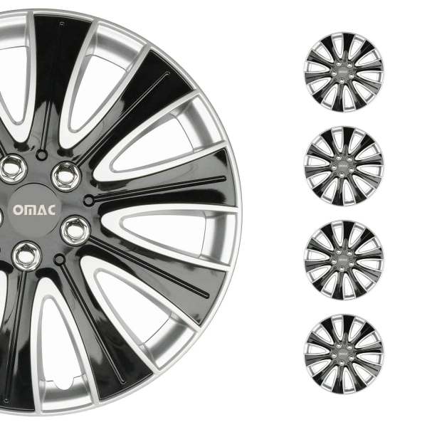 Pisa Hub Caps Wheel Cover 14 Black & Silver Full Set 4 pcs.