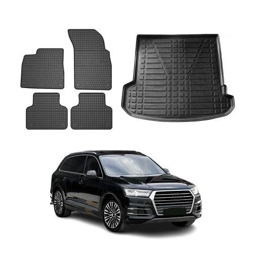 2017-2025 Audi Q7 Floor Mats & Cargo Liner Full Set All Weather Black