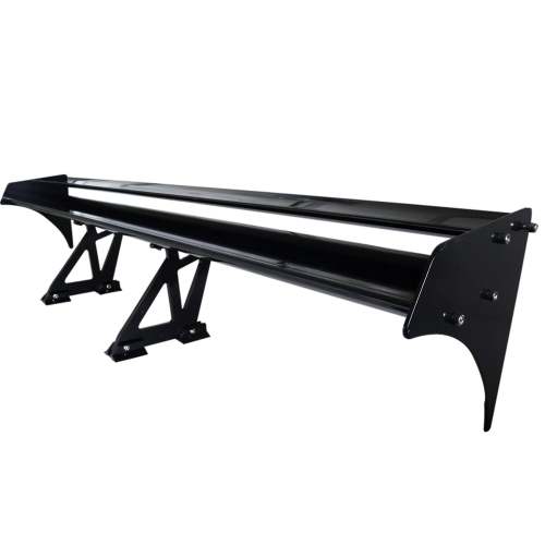 Universal Black CNC Aluminum 52 Non-Adjustable Double Deck Trunk Spoiler Wing