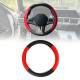 14.5-15.5’’ Steering Wheel Cover Red Black Leather Anti-slip Breathable