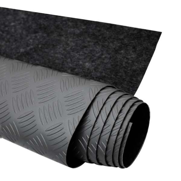 Rubber Truck Bed Liner Trunk Mat Floor Liner Alu. Look Chequered Black 197x79