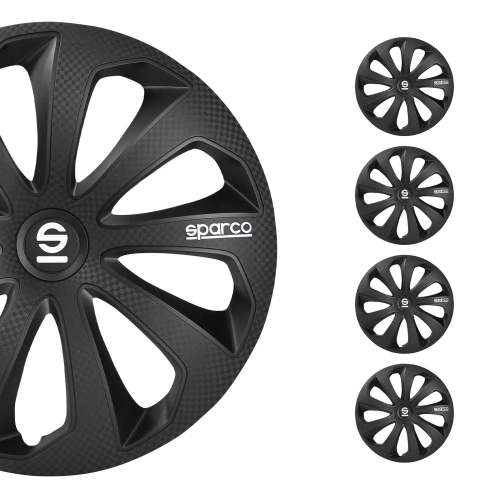 Sicilia Hub Caps Wheel Cover 14 Black Carbon Full Set 4 pcs.