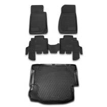 2007-2013 Jeep Wrangler Floor Mats & Cargo Liner Full Set All Weather 4 Door Black
