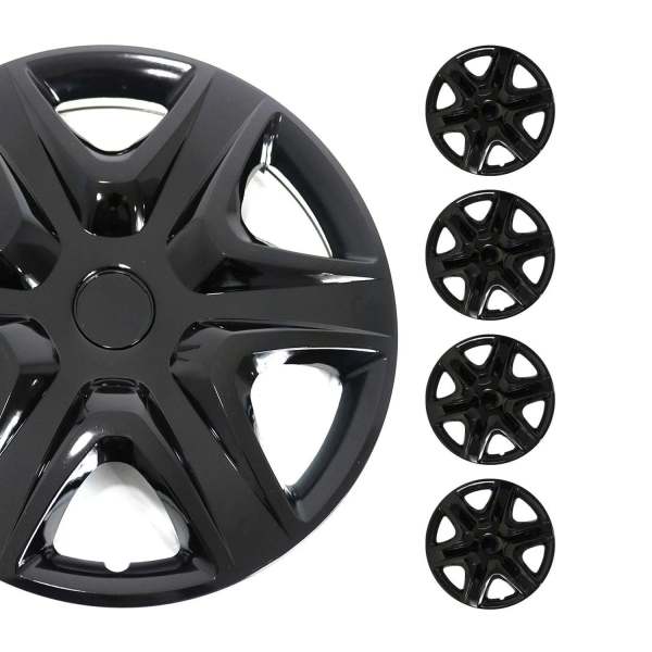 Kansas Hub Caps Wheel Cover 15 Black Full Set 4 pcs.