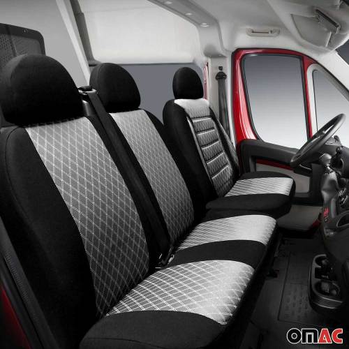 2006-2025 Mercedes Sprinter W906 W907 Front Car Seat Covers Grey & Black Set