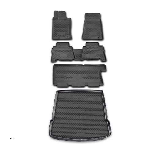 2009-2010 Kia Borrego Floor Mats & Cargo Liner Full Set All Weather Black