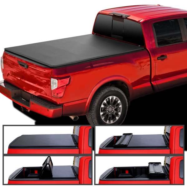 2017-2024 Nissan Titan 6'7 Truck Bed Soft Quad-Fold Tonneau Cover