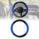 14.5-15.5’’ Steering Wheel Cover Blue Black Leather Anti-slip Breathable
