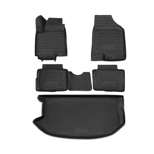 2010-2013 Kia Soul Floor Mats & Cargo Liner Full Set All Weather Black