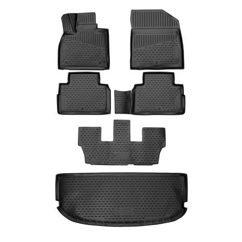 2020-2025 Hyundai Palisade 8 seats Floor Mats & Cargo Liner Full Set Black