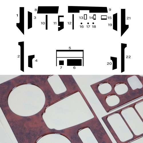 1989-1995 BMW 5 Series M5 E34 Sedan & Touring Wooden Look Dashboard Console Trim Kit 22x