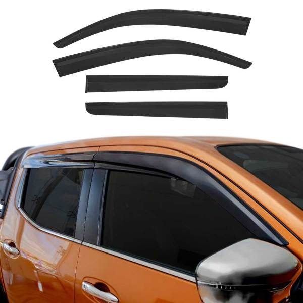 2005-2021 Nissan Frontier Crew Cab Window Visor Vent Rain Deflector 4Pcs Smoke