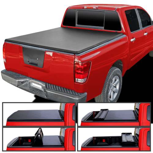 2004-2015 Nissan Titan 5'7 Short Bed Soft Quad-Fold Tonneau Cover