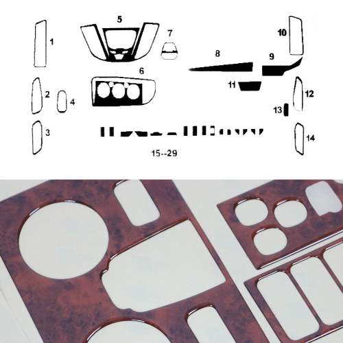 2015-2025 Ford Transit Wooden Look Dashboard Console Trim Kit 30 Pcs