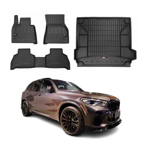 2019-2025 BMW X5 G05 Premium Floor Mats & Cargo Liner Full Set All Weather Heavy Duty Black