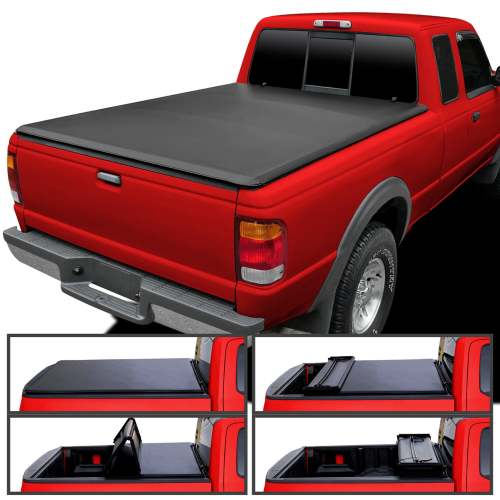 1982-2013 Ford Ranger Mazda B3000 6' Bed Quad-Fold Soft Tonneau Cover