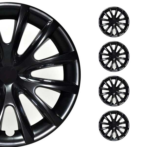 Bicolo Hub Caps Wheel Cover 14 Black & Black Full Set 4 pcs.