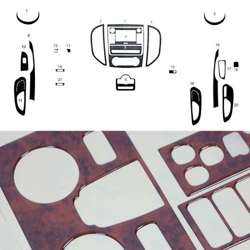 2016-2024 Mercedes Metris Wooden Look Dashboard Console Trim Kit 31x