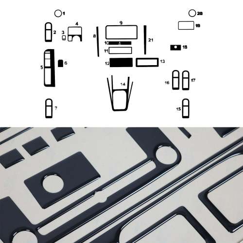 1998-2003 Volkswagen Golf Mk4 Piano Black Dashboard Console Trim Kit 21Pcs